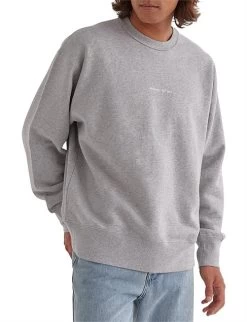 Mens Established Pullover Sweat Grey Marle/White