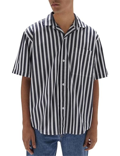 Simon Short Sleeve Shirt True Navy Stripe