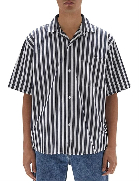 Simon Short Sleeve Shirt True Navy Stripe - Image 2