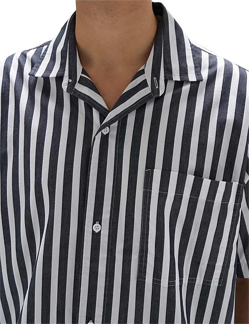 Simon Short Sleeve Shirt True Navy Stripe - Image 4