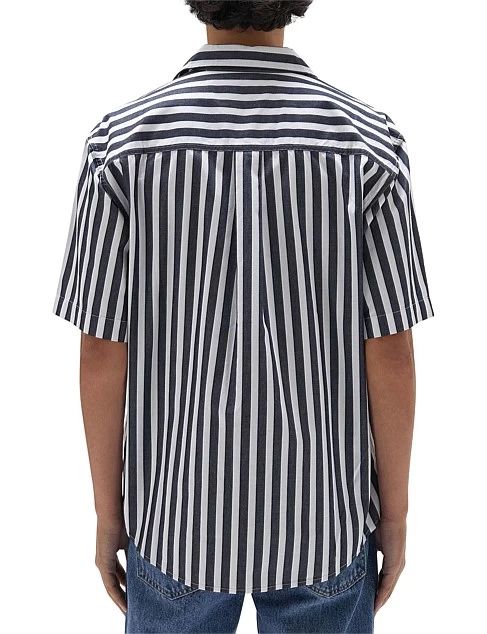 Simon Short Sleeve Shirt True Navy Stripe - Image 6