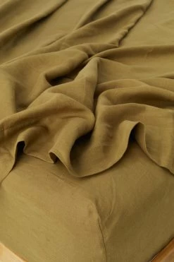 Linen Fitted Sheet Olive